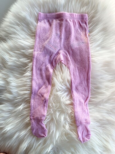 Joha   Leggings med fot i ull/silke m. blonder Rosa
