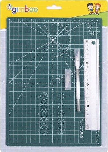 Skjærematte A4 + 20 Cm Aluminiumslinjal, Kniv Skjærematte A4 + 20 Cm Aluminiumslinjal, Kniv