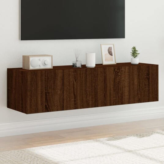 vidaXL TV-benker med LED-lys 2 stk brun eik 60x35x31 cm 8721012258648