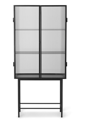 Haze vitrineskap rillet glass svart 70 x 155 cm