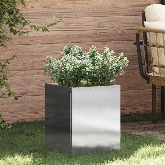 vidaXL Hageblomsterpotte sølv Rustfritt stål vidaXL Hageblomsterpotte sølv Rustfritt stål