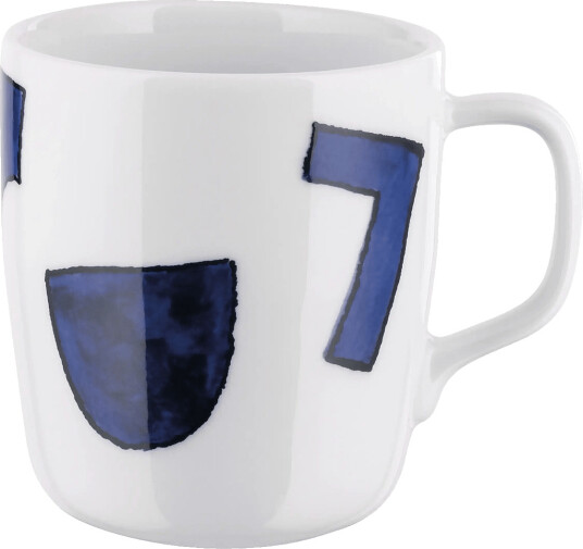 Alessi Mug In White Porcelain Pattern Design By Samiro Yunoki Navy H:9CM