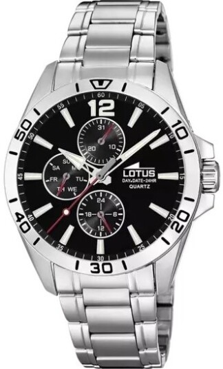 Lotus Herreklokke 18812/3 Classic Sort/Stål Ø42 mm