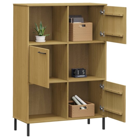 vidaXL Bokhylle med metallben brun 90x35x128,5 cm heltre OSLO vidaXL Bokhylle med metallben brun 90x35x128,5 cm heltre OSLO