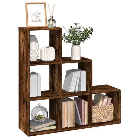 Romdeler bokhylle 3 etasjer svart 99x29x99 cm konstruert tre