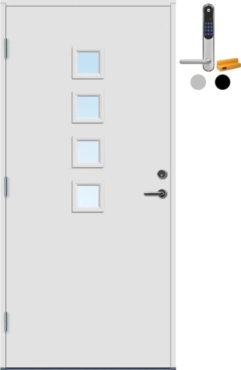 Ytterdør Bygg1 Larvik Klarglass med Yale Doorman Classic Home
