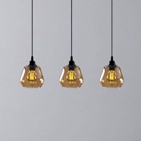Opviq Hengelampe Gold 032 gull-transparent glass 3 lyskilder lang