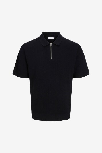 Jack & Jones Genser jjTroy Knit Zip Polo Svart