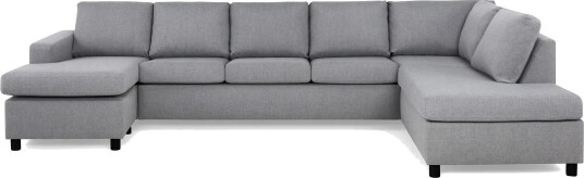 Crazy 5 seters Høyrevendt U formet X Large Sofa med Divan og Sjeselong i Stoff   Grå