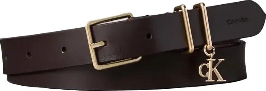 Calvin Klein Monogram Charm  Keeper Belt 25Mm   DELICIOSO  ANTIQUE LIGHT GOLD   95