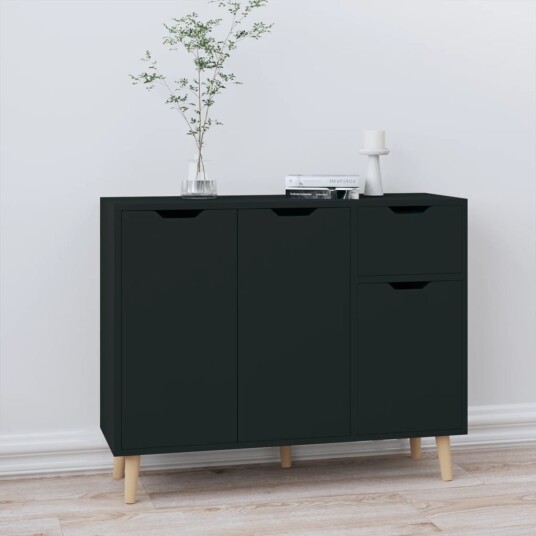 vidaXL Skjenk svart 90x30x72 cm konstruert tre