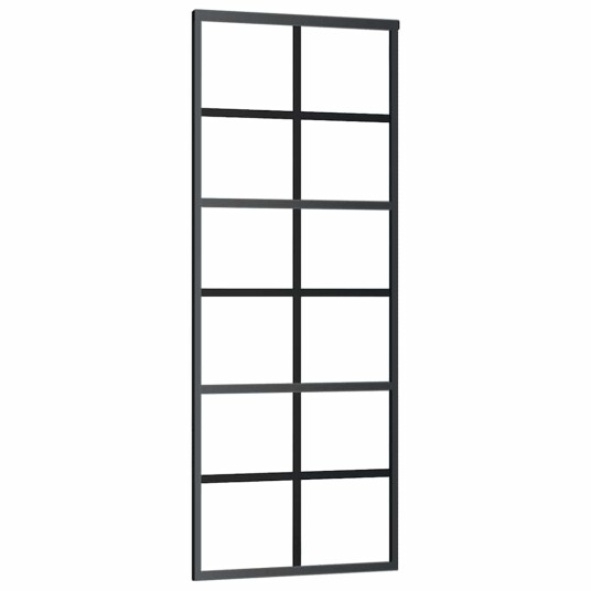 vidaXL Skyvedør med monteringssett svart 76x205 cm ESG-glass