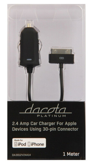 DACOTA P. CAR CHARG. APPLE 30PIN 2.4A BK
