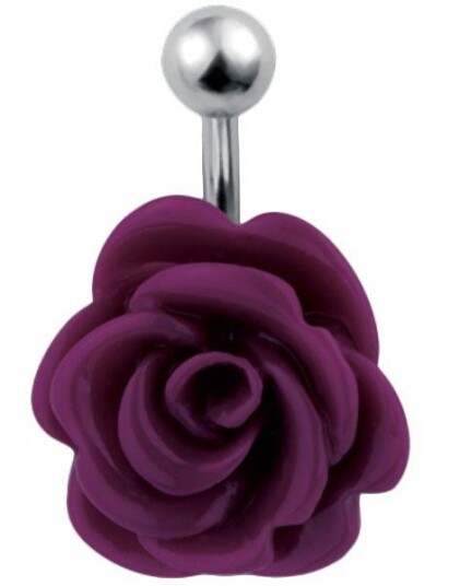 Navlepiercing med Utformet Lilla Rose