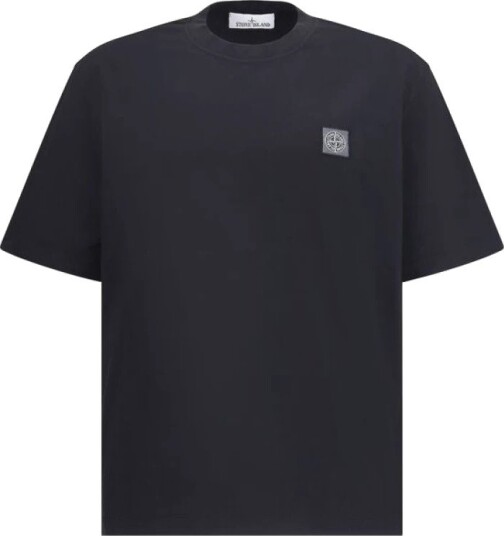 Stone Island Combed Organic Cotton T Shirt Navy Blue