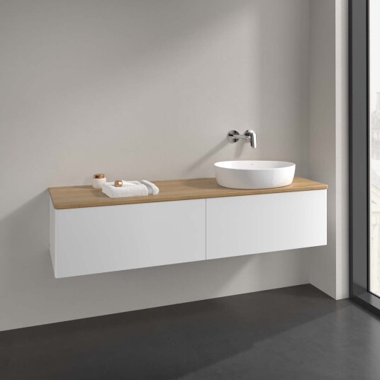 Villeroy & Boch  Antao Servantskap med 2 skuffer 160x50x36 cm u/lys Hvit Matt/Eik