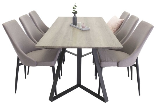 Venture Design Marina & Leone spisegruppe Grå/grå 6 st stoler & bord 180 x 90 cm