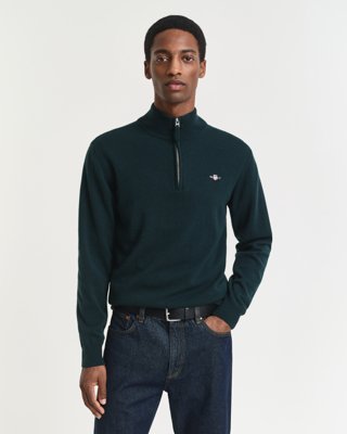 Gant Lammeullsgenser med half zip TARTAN GREEN M Gant Lammeullsgenser med half zip TARTAN GREEN M