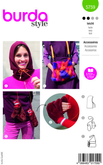 Burda 5759 - Lue Votter & Veske Burda 5759 - Lue Votter & Veske