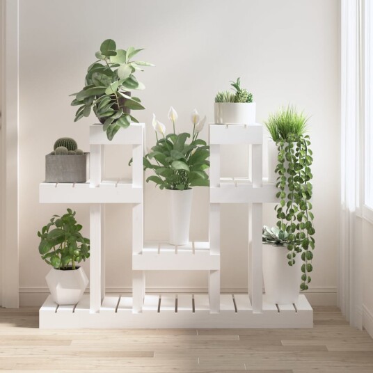 vidaXL Plantestativ hvit 104,5x25x77,5 cm heltre furu vidaXL Plantestativ hvit 104,5x25x77,5 cm heltre furu