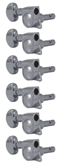 Grover 406cl6 Mini Locking Rotomatics W/round Button, 6-In-Line, Lh, Chrome