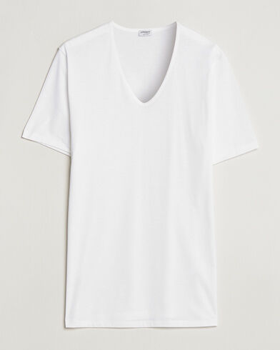 Zimmerli of Switzerland Sea Island Cotton V-Neck T-Shirt White
