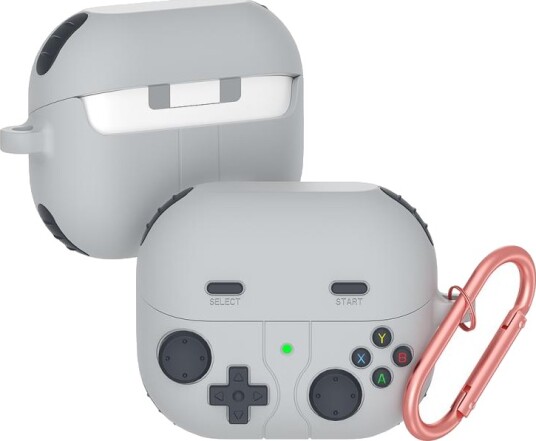 Silikonetui i retro gaming-stil til Samsung Galaxy Buds3/Buds3 Pro - Lysegrå