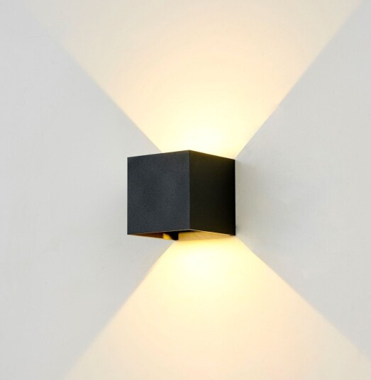 Ledlife 6W dimbar CUBIC PRO vegglampe   IP65 sort viderekobling justerbar firkantet opp/ned inne / ute inkl. lyskilde   Dimbar : Dimbar Kulør : Nøytral