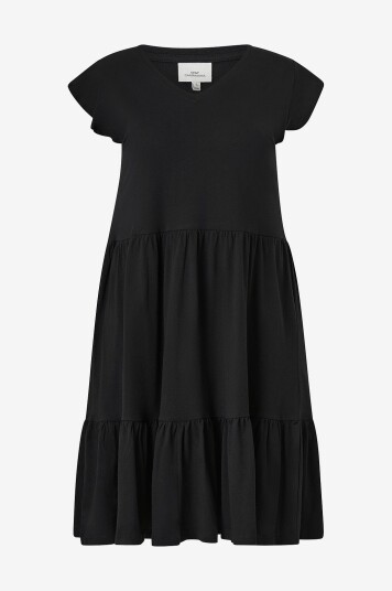 Only Carmakoma - Kjole carMay Cap Sleeves Frill Dress - Svart Only Carmakoma - Kjole carMay Cap Sleeves Frill Dress - Svart