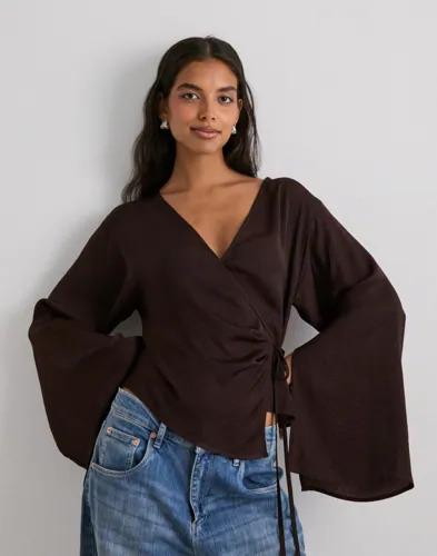 Nelly Brun Wrap Wide Sleeve Blouse