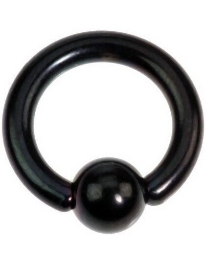 Utgått Svart PVD Ball Closure Ring Piercing Strl 12 x 12 mm med 6 mm kule