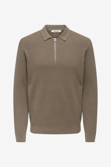 Only & Sons Poloskjorte onsPhil Reg 12 Half Zip Polo Knit Natur Only & Sons Poloskjorte onsPhil Reg 12 Half Zip Polo Knit Natur