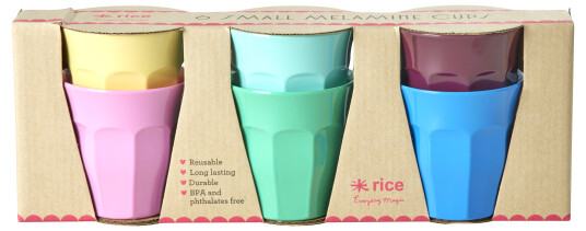 Rice Melamine Cups Assorted ColorSmall 160 ml 6 Pack