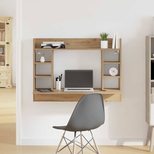 Vegghengt skrivebord svart eik 105x48x75 cm konstruert tre Vegghengt skrivebord svart eik 105x48x75 cm konstruert tre