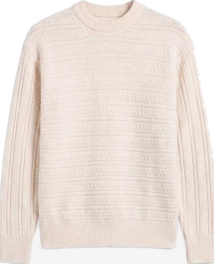 Calvin Klein Ls Wool Blend Cable Crwnk 7Gg ANTIQUE WHITE S