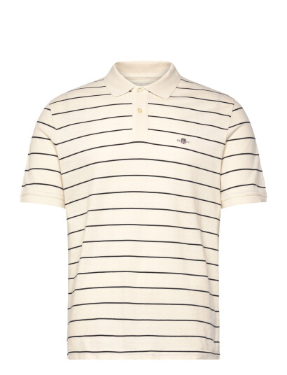 GANT Striped Ss Polo - Cream - XXXL