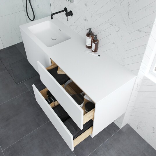 Pulcher Mood 140L Soho Baderomsmøbel 140x46 cm matt hvit med SolidTec® vask