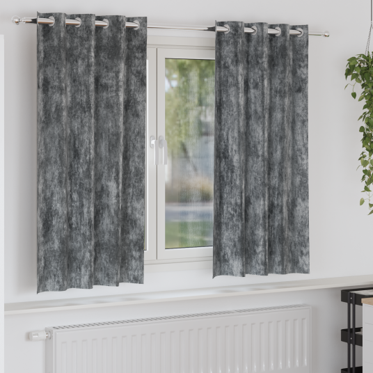  Gardin med gardiner 2 pcs Grå 175 x 140 cm Fløyel