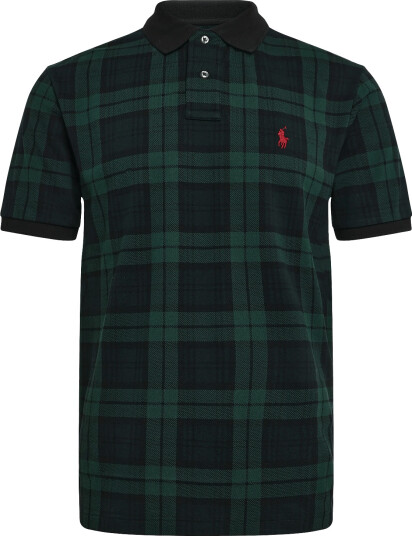 Polo Ralph Lauren Custom Slim Fit Plaid Mesh Polo Shirt Green S