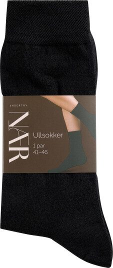 NÆR ullsokker sort 41-46 1 par
