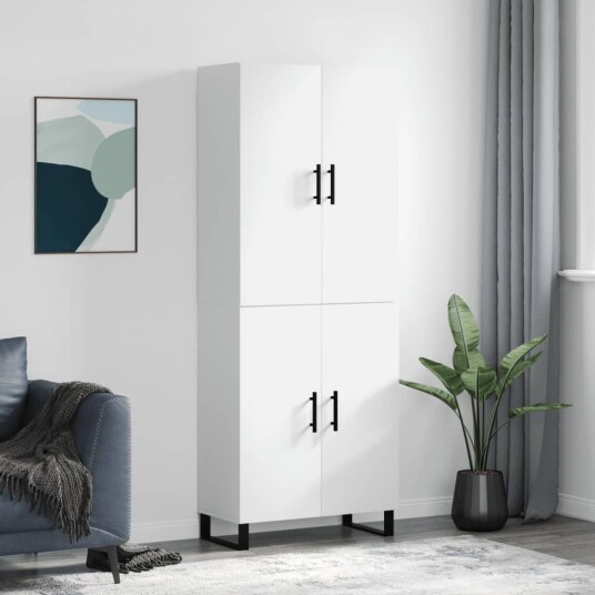 vidaXL Highboard hvit 69,5x34x180 cm konstruert tre 8720845409487