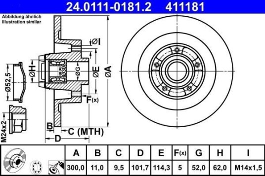 Bremseskive ATE 24.0111-0181.2