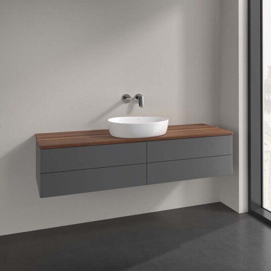 Villeroy & Boch Antao Servantskap med 4 skuffer 160x50x36 cm u/lys Antrasitt/Valnøtt Villeroy & Boch Antao Servantskap med 4 skuffer 160x50x36 cm u/lys Antrasitt/Valnøtt