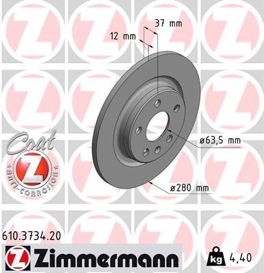 Bremseskive ZIMMERMANN 610.3734.20