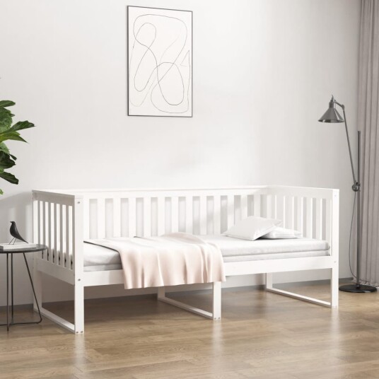 vidaXL Dagseng hvit 90x190 cm heltre furu