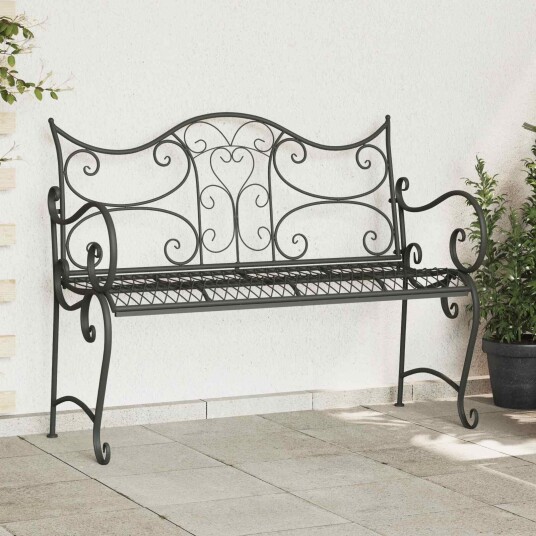 vidaXL Hagebenk 2 seter 114 x 54 x 90 cm Stål Sølvgrå