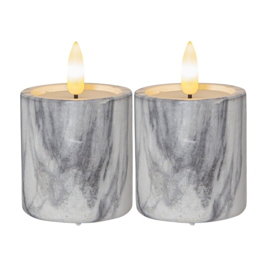 STAR TRADING 064-15 FLAMME MARBLE 5,5 X 9 CM LED-STEARINLYS 2 STK GRÅ 064-15