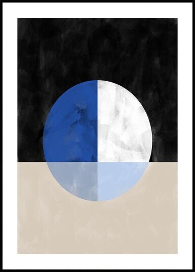 Isected Circle with Blue and White Quadrants Poster Plakat / 50x70cm
