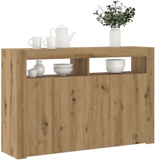 Skjenk med LED-lys artisan eik 115,5x30x75 cm konstruert tre 8721158438010