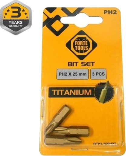 Forte Titan Skrutrekkerbit Ph2x25 Mm 3-Pk